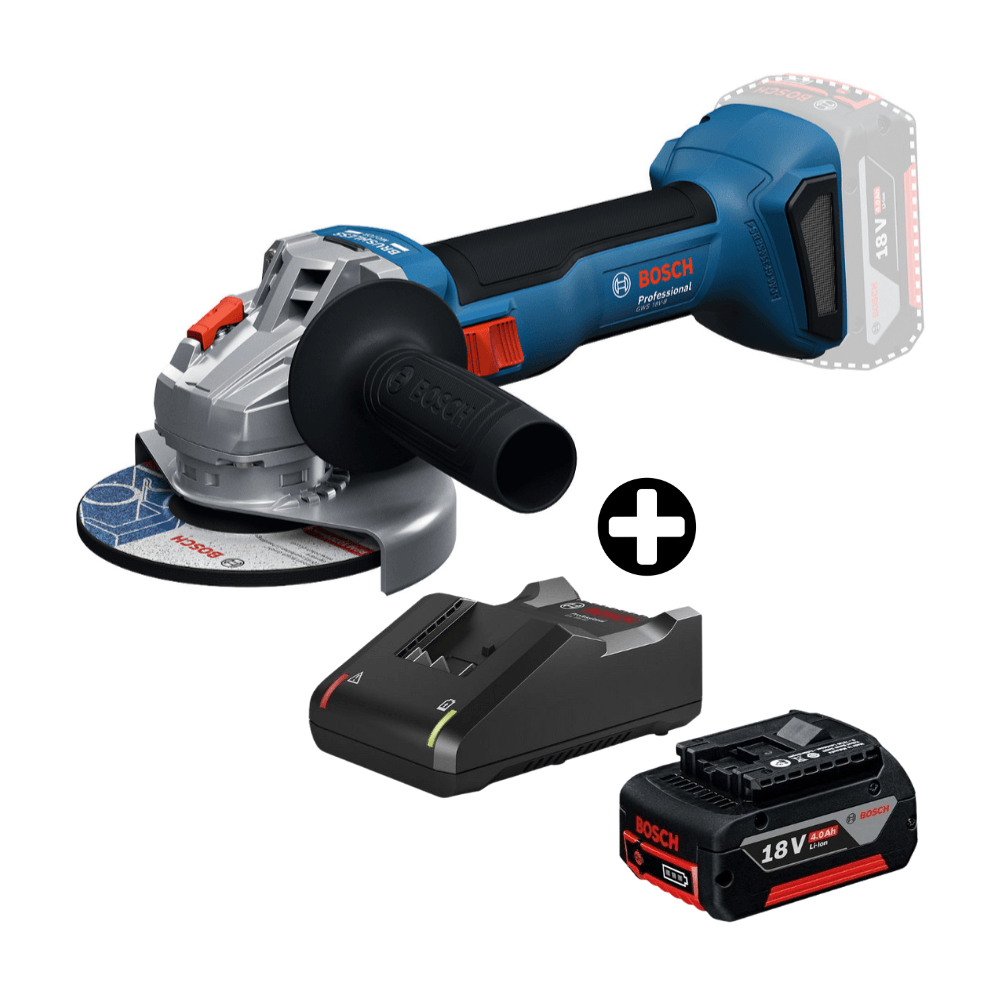COMBO Amoladora Inalámbrica GWS18v-8 Bosch + Batería Gba 18V 4.0 Ah + Cargador Gal 18V-40 Bosch