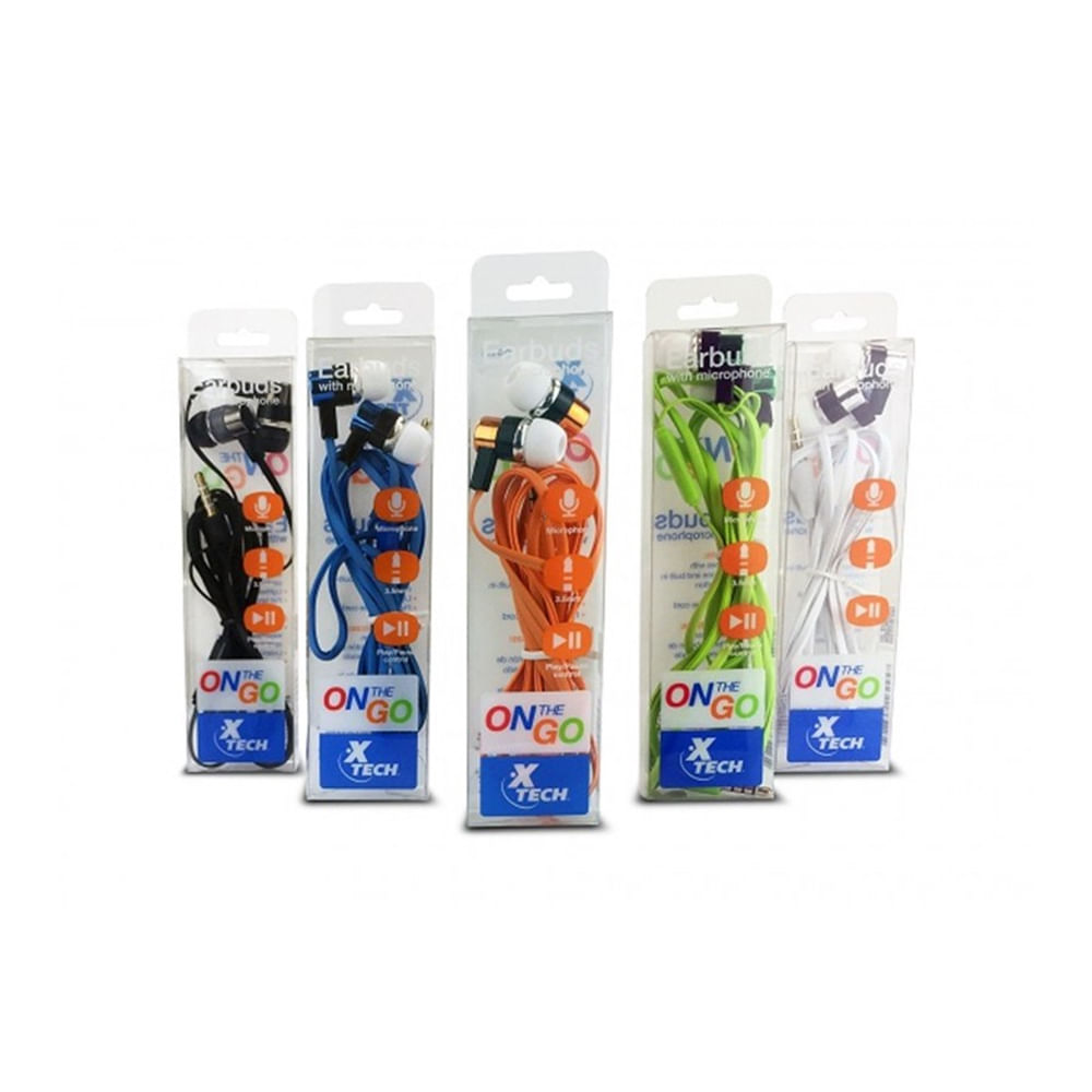 Auriculares Xtech XTG-235 con micrófono, pack de 10, conexión 3.5mm TRRS para celulares, color negr