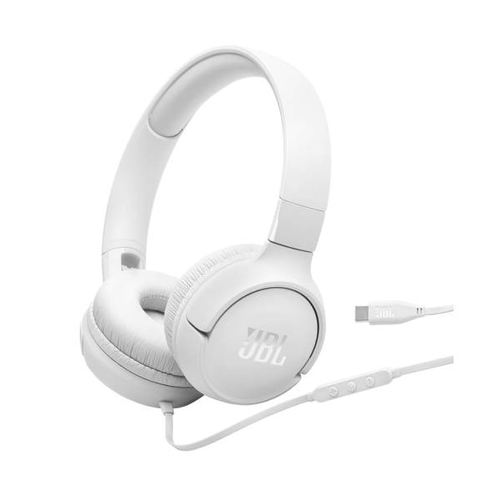 Auriculares JBL TUNE 520C - In-ear con conexión por cable, color blanco, sonido envolvente y ligero