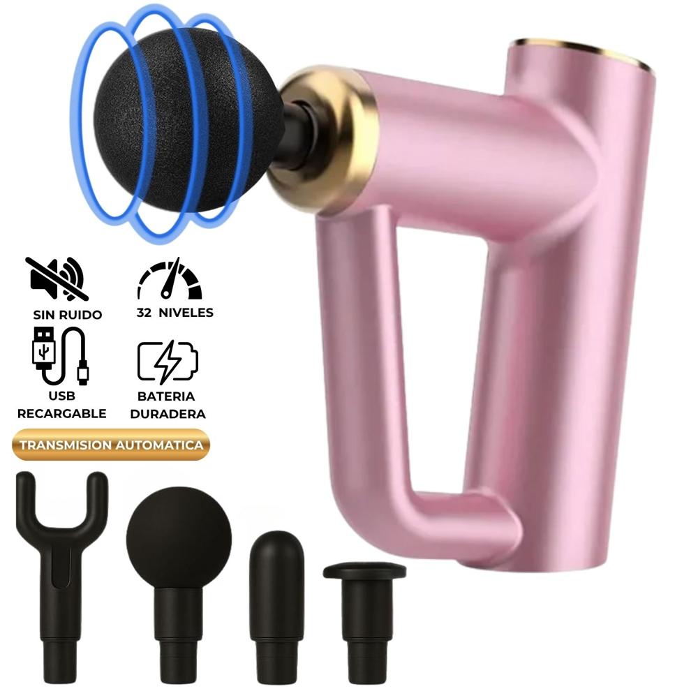 Pistola Masajeador Profundo POWERFUL THERAPY 32 Velocidades Rosa