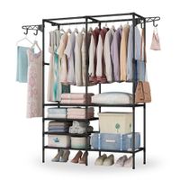 Ropero Armario Closet Perchero Organizador Ropa 2 Cuerpos Negro
