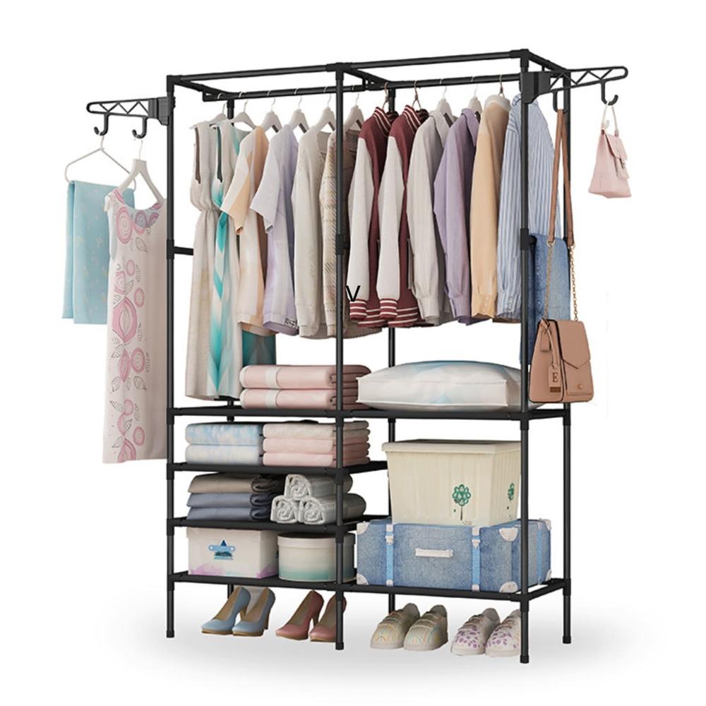 Ropero Armario Closet Perchero Organizador Ropa 2 Cuerpos Negro