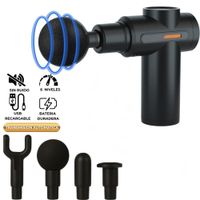 Pistola Masajeador Muscular de 4 Cabezales 6 Velocidades Negro