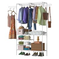 Ropero Armario Closet Perchero Organizador Ropa 2 Cuerpos Blanco