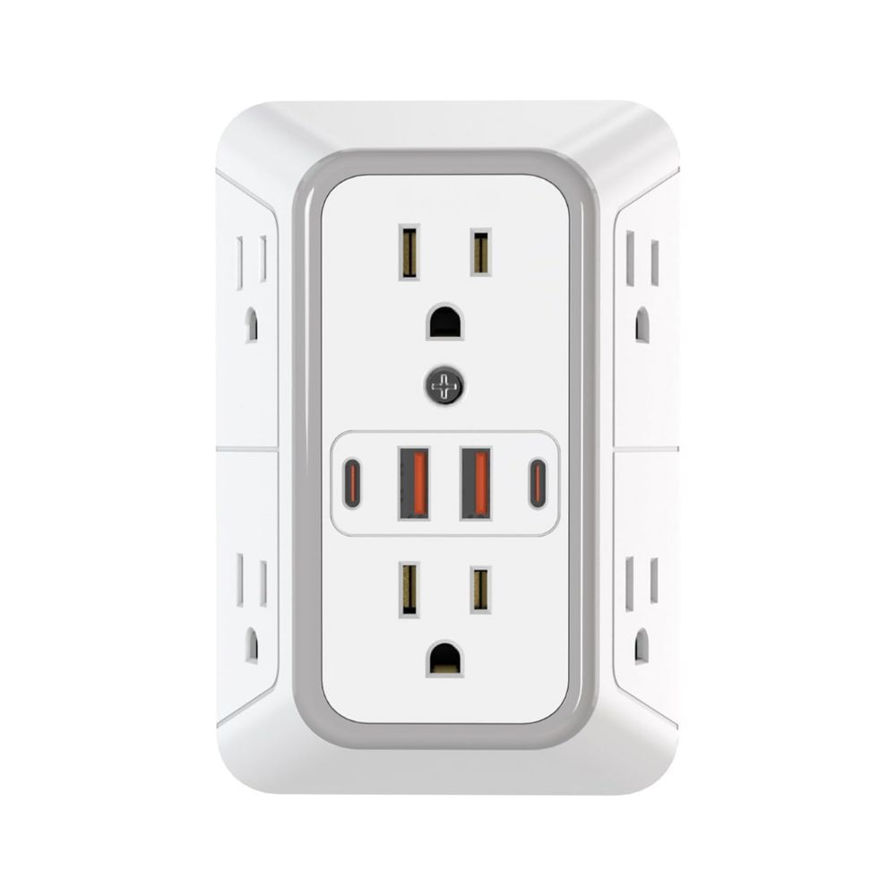 Toma corriente de pared, 6 enchufes, 4 puertos de carga USB
