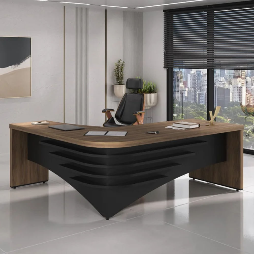 Escritorio Empresarial Ebenza Marrón y Negro R&R MUEBLES