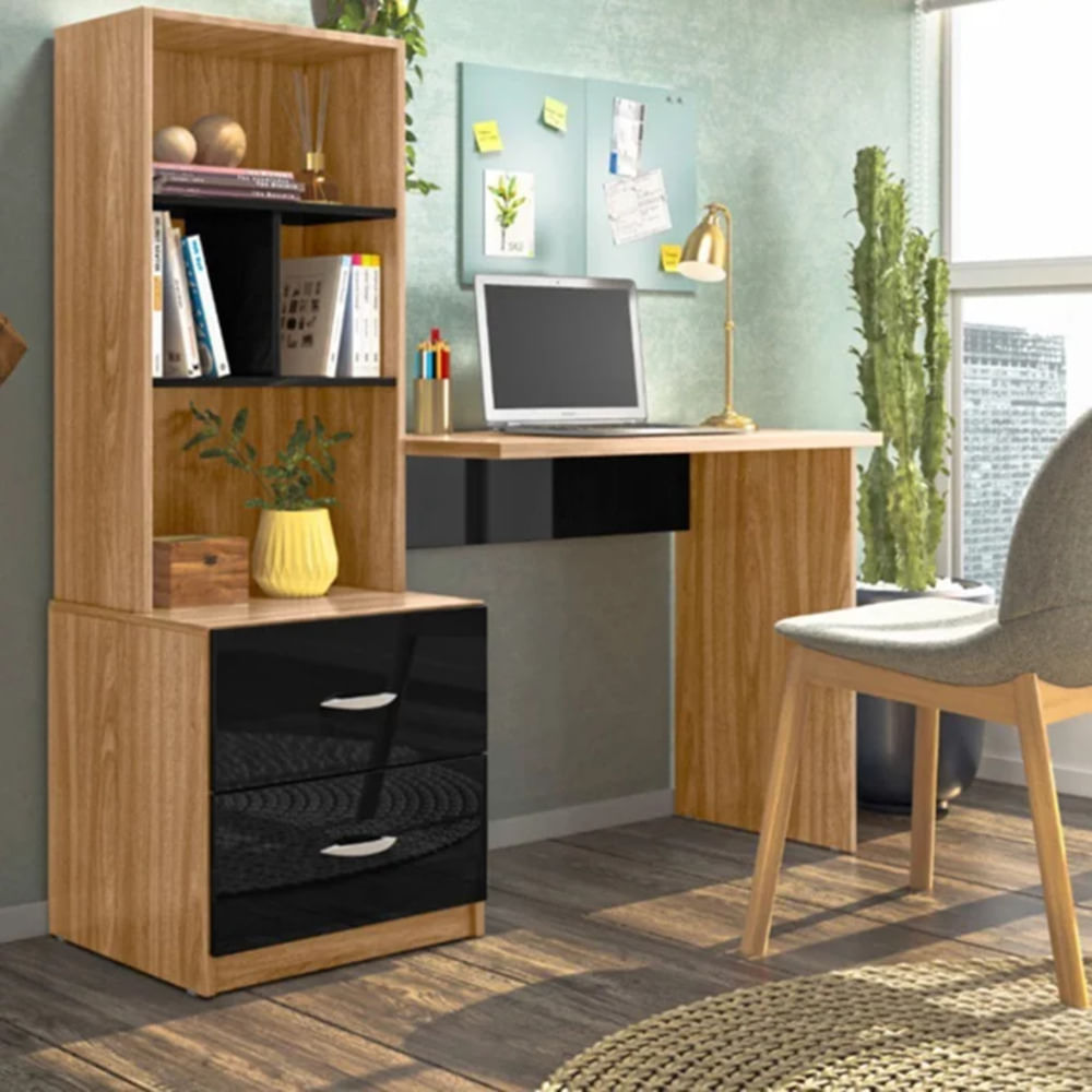 Escritorio Moderno Shuma Marrón y Negro R&R MUEBLES