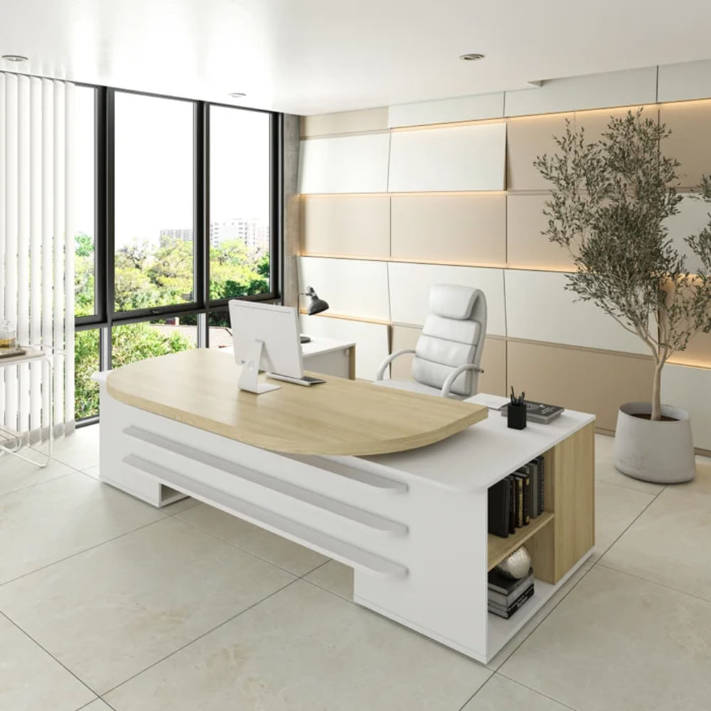 Escritorio Empresarial Lúmina Marrón y Blanco R&R MUEBLES