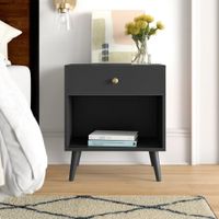 Velador Moderno Beni 1 Cajón Negro R&R MUEBLEs