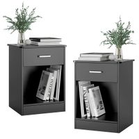 PACK de 2 Veladores Modernos Atenea 1 Cajón Negro R&R MUEBLES