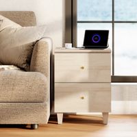 Velador Moderno Giane 2 Cajones Natural R&R MUEBLES