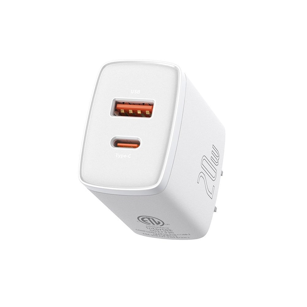 Cargador Rapido 20W USB-C y USB-A Compacto Baseus
