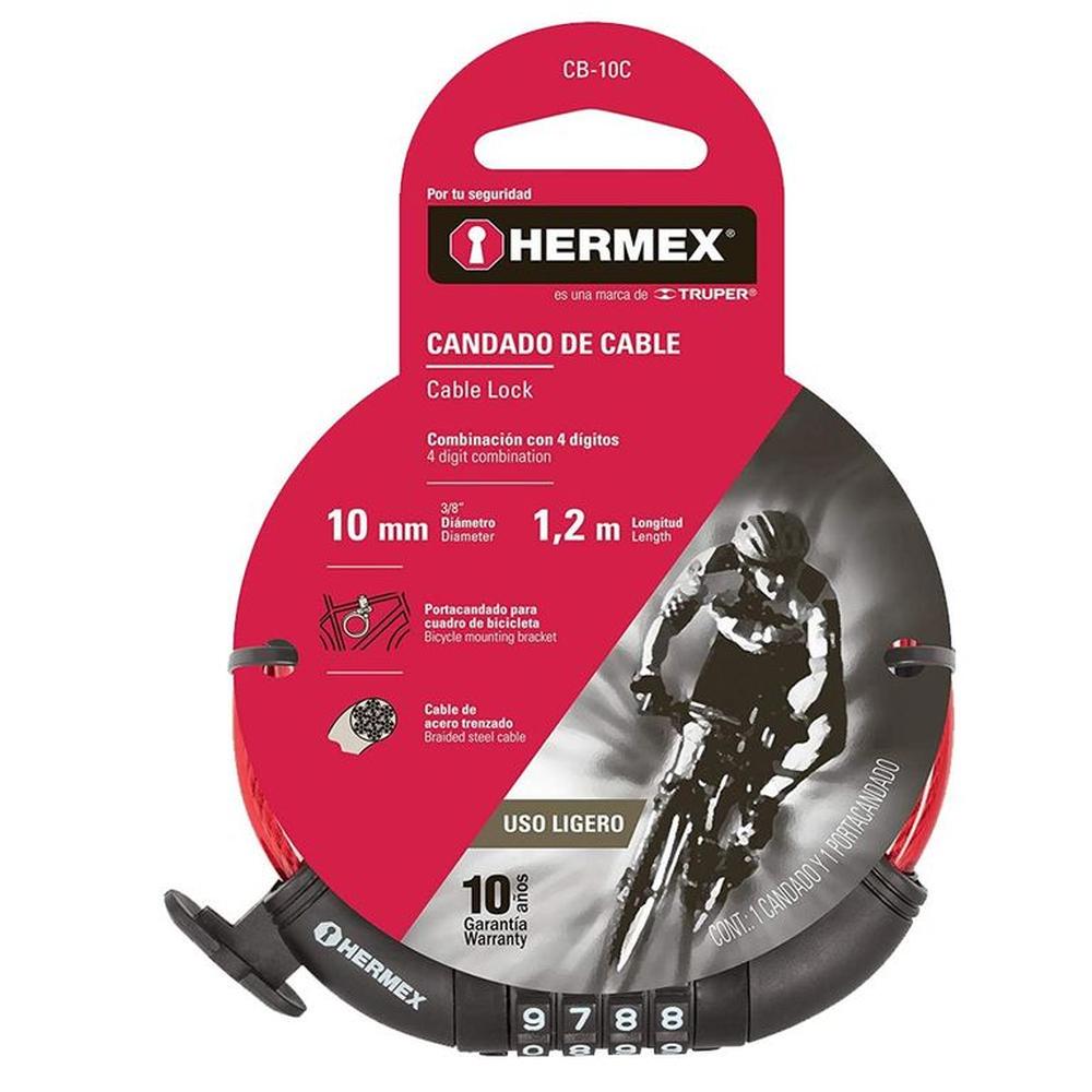 Cadena Bicicleta Candado de Clave Combinación Hermex CB-10C