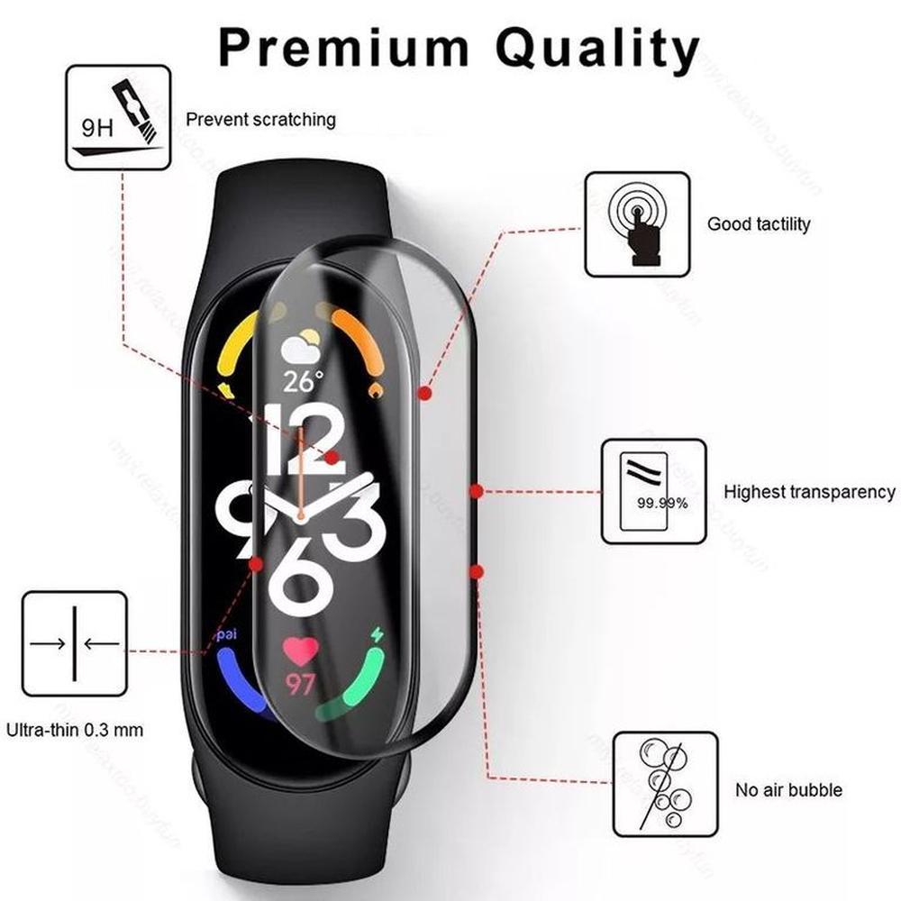 Pack 2 Protector Mica 3D Curvo Para Mi Band 6 / Mi band 5