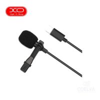 Micrófono Lavalier XO-MKF02 Alámbrico Tipo C de 2M de Longitud - Negro
