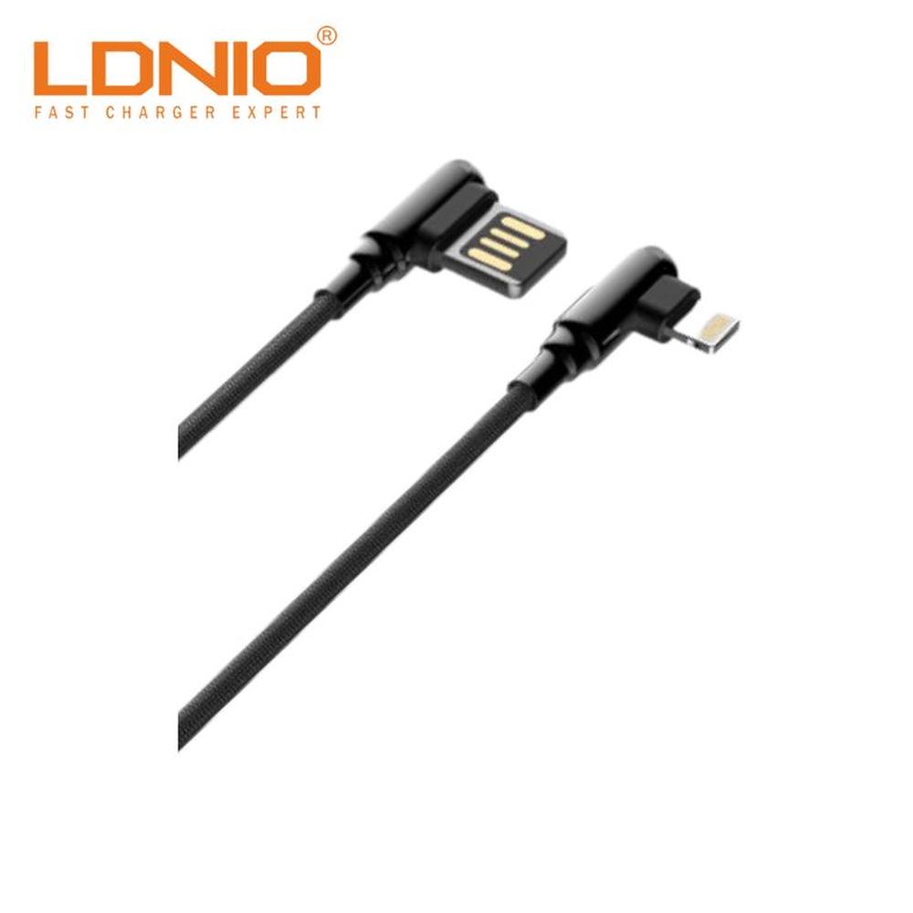 Cable Data LDNIO LS422 Lightning 90° Angle Negro Codo 2m Game Friendly