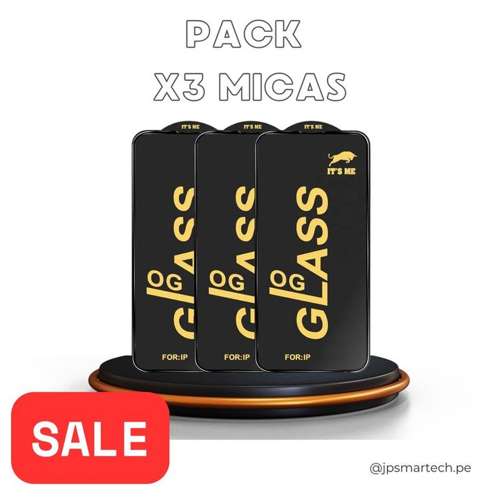Pack x3 Mica Vidrio Resistente OG para Iphone 16 Pro max
