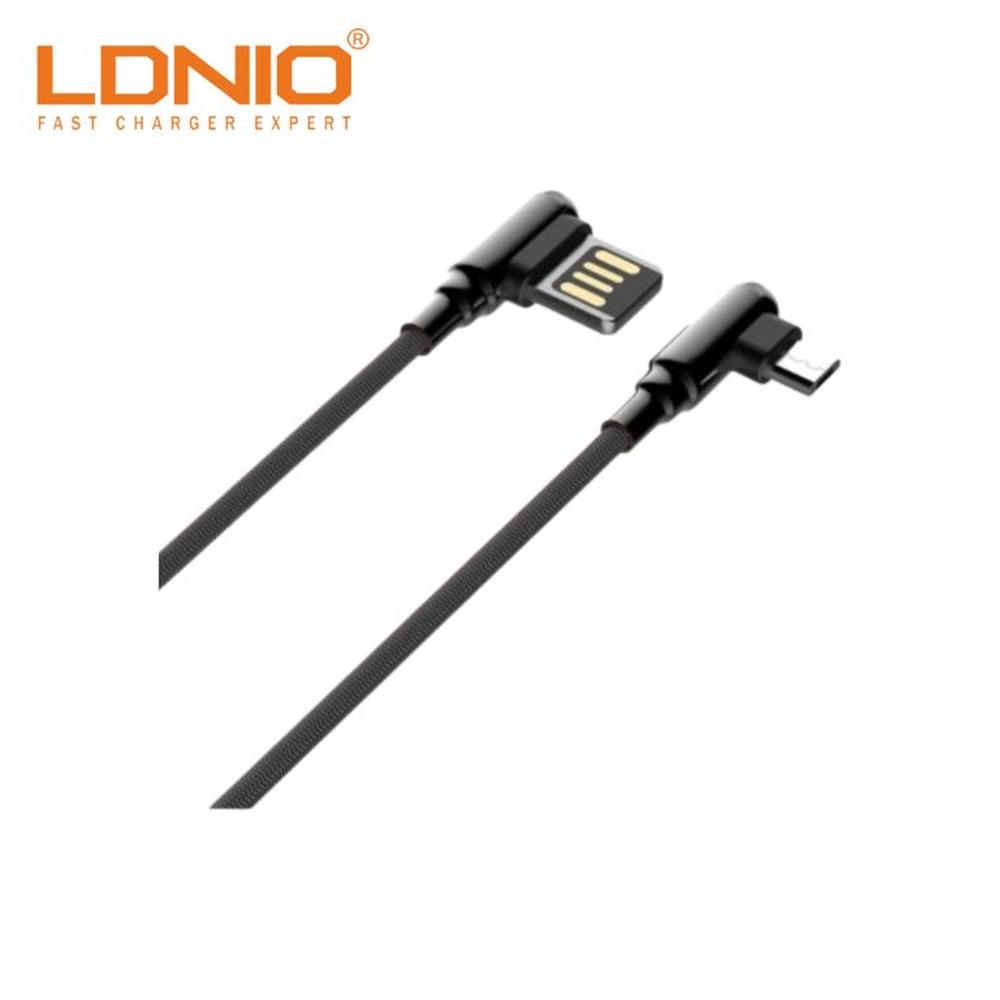 Cable Data LDNIO LS422 Micro USB 90° Angle Negro Codo 2m Game Friendly