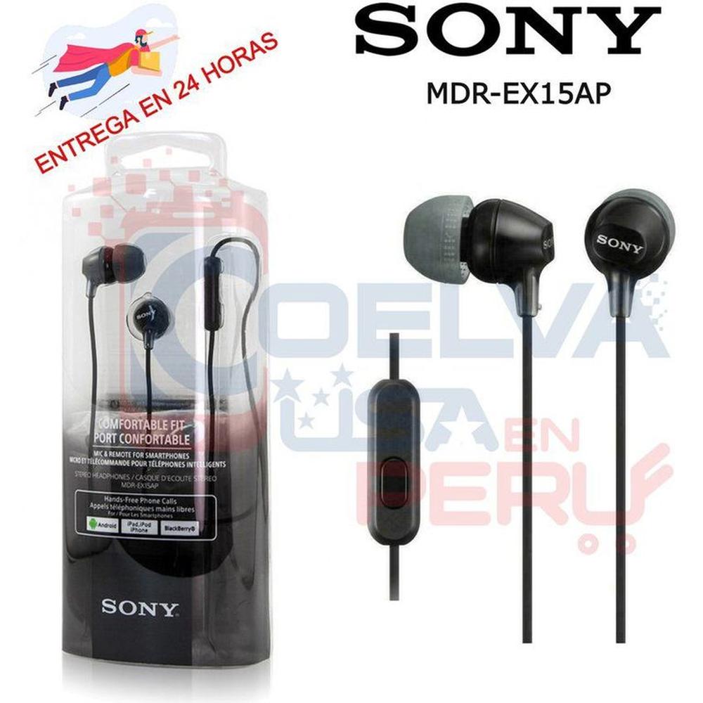 Audífonos Sony EX15AP Extra Bass Earbuds Micrófono - Negro