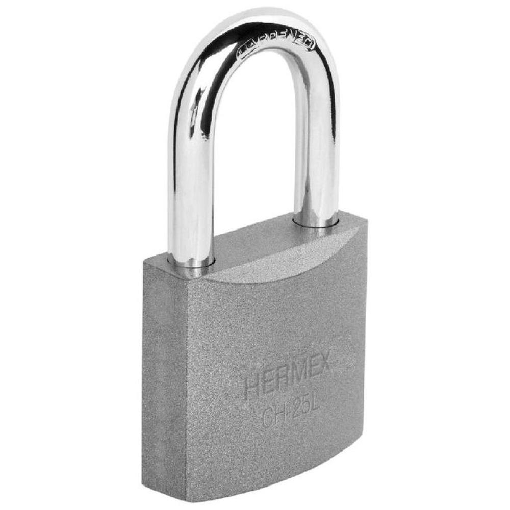Candado de hierro 25 mm gancho largo en caja HERMEX - 43797