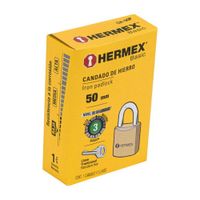 Candado de hierro color latón 50 mm corto caja Hermex - 23519