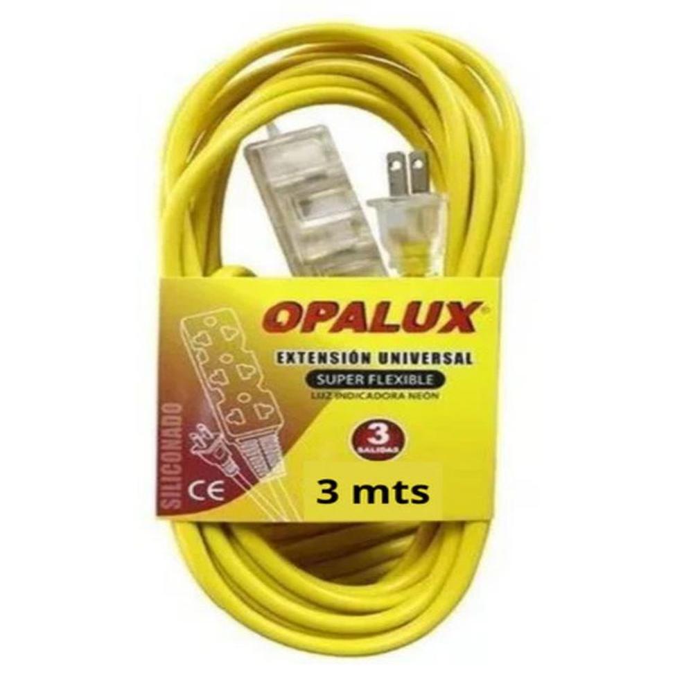 EXTENSIÓN OPALUX TOMA CORRIENTE CON 3 TOMAS 3 METROS OP-FL1203