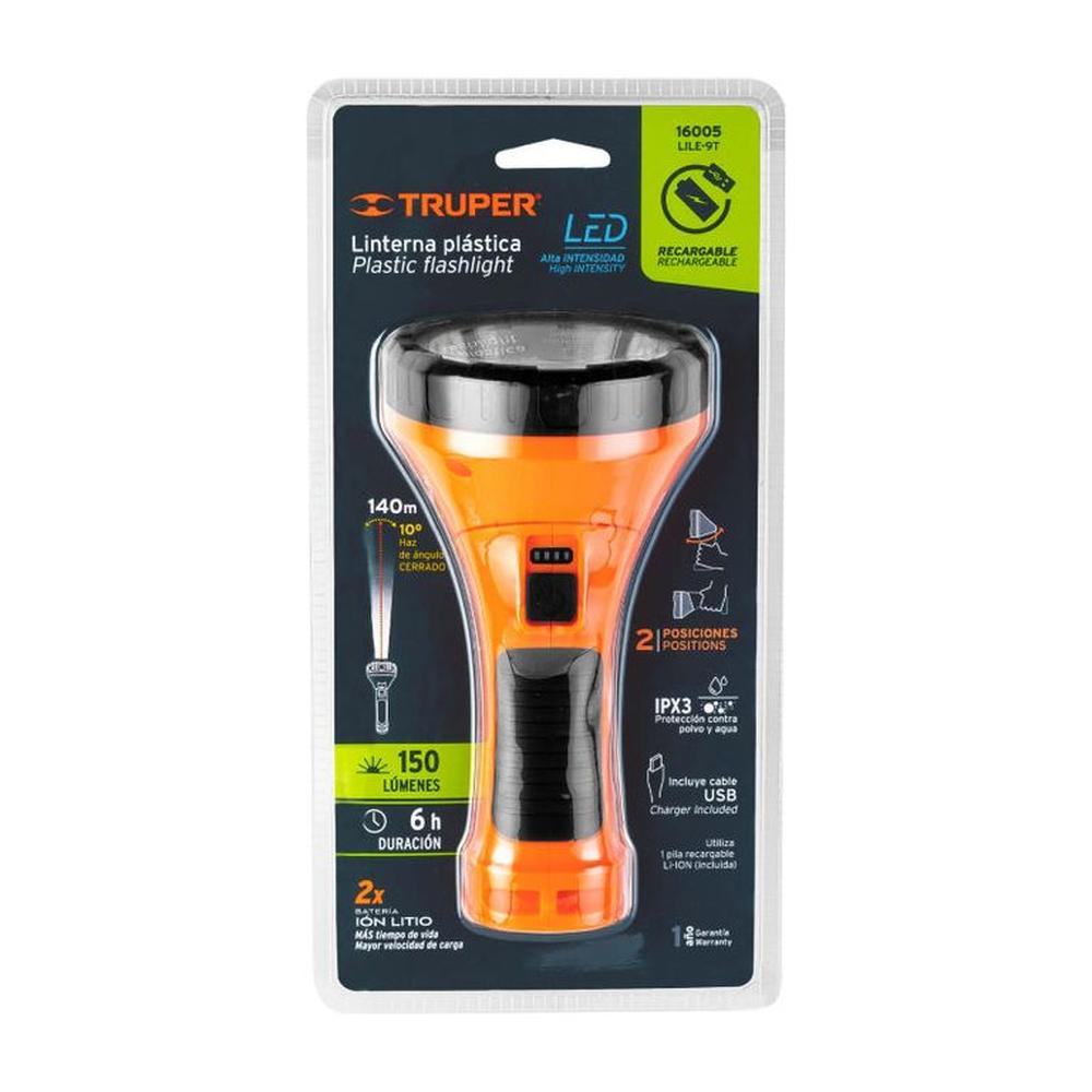LILE-9T Linterna plástica 1 LED 150 lm recargable Trupe - 16005