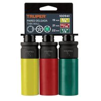 Juego 3 dados largos 12 impacto protección plástica 6p std Truper - 100941
