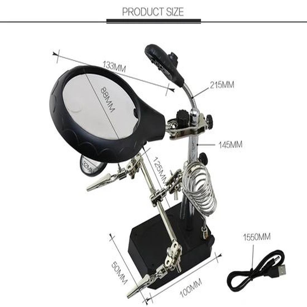 Soporte para Cautin con Lupa Luz Led y Pinzas  EDI-16129C