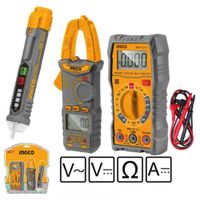 Kit 3 Herramientas Prueba Eléctrica Ingco Amperímetro y Multimetro Digital y Detector Voltaje DM3028