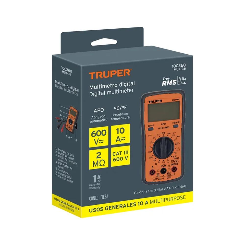 Multímetro Digital Profesional Truper MUT-36 cod 100360