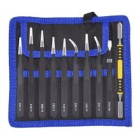 Pinzas Antiestaticas Juego De 10 Piezas + Estuche