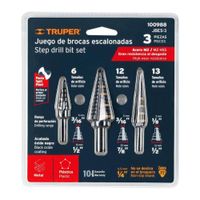 Juego de 3 brocas escalonadas de óxido negro Truper - 100988