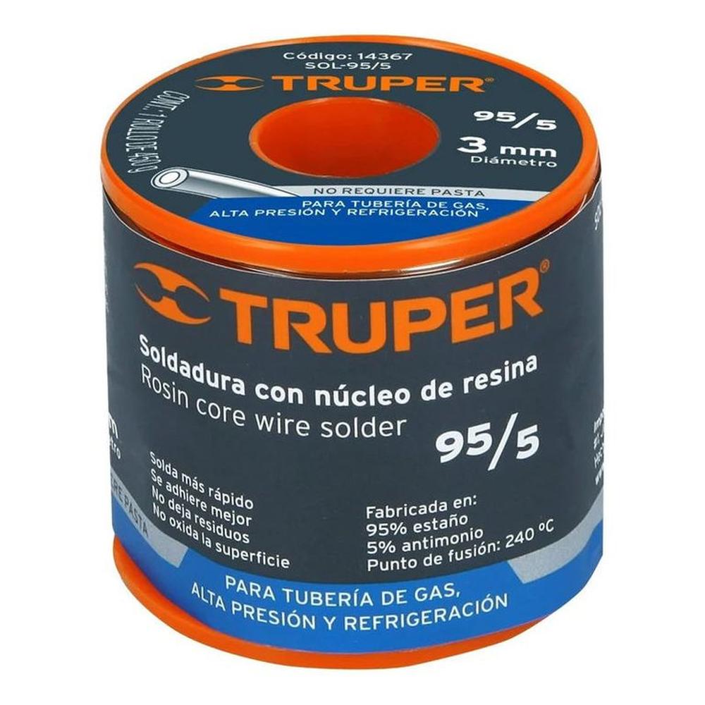 Rollo de Estaño Soldadura Con Núcleo Resina 955 Tubería De Gas 450g Truper - 14367