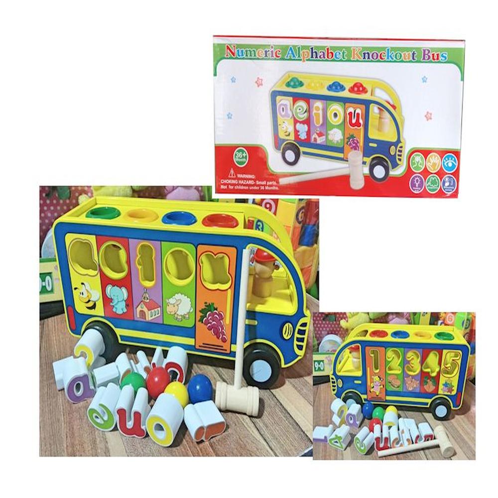 Bus Didáctico de Madera Vocales y Números