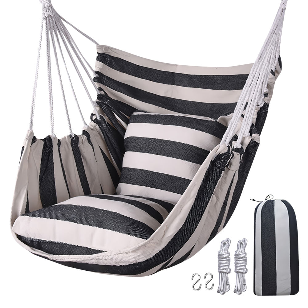 Hamaca Silla Colgante con Cojínes Y Funda 100 cm X 130 cm Rayas A58