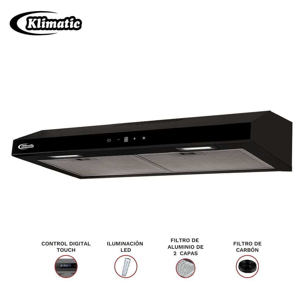 Campana Extractora 60cm Vento Black Klimatic