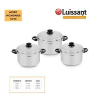 JUEGO DE OLLAS 6 PZAS ACERO INOXIDABLE LUISSANT