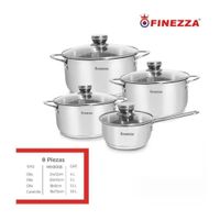 JUEGO DE OLLAS FINEZZA ACERO INOXIDABLE 8 Pzas FZ-980AE