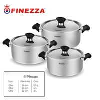 JUEGO DE OLLAS DE ACERO INOXIDABLE 6 PIEZAS FINEZZA