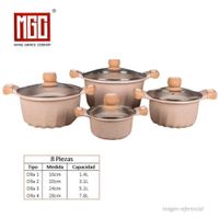 JUEGO DE OLLAS MGC DE 8 PIEZAS ROCA VOLCANICA BEIGE