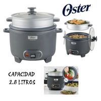 Olla Arrocera Oster 15 Tazas 3 en 1 Función de Sofrito Vaporera Gris