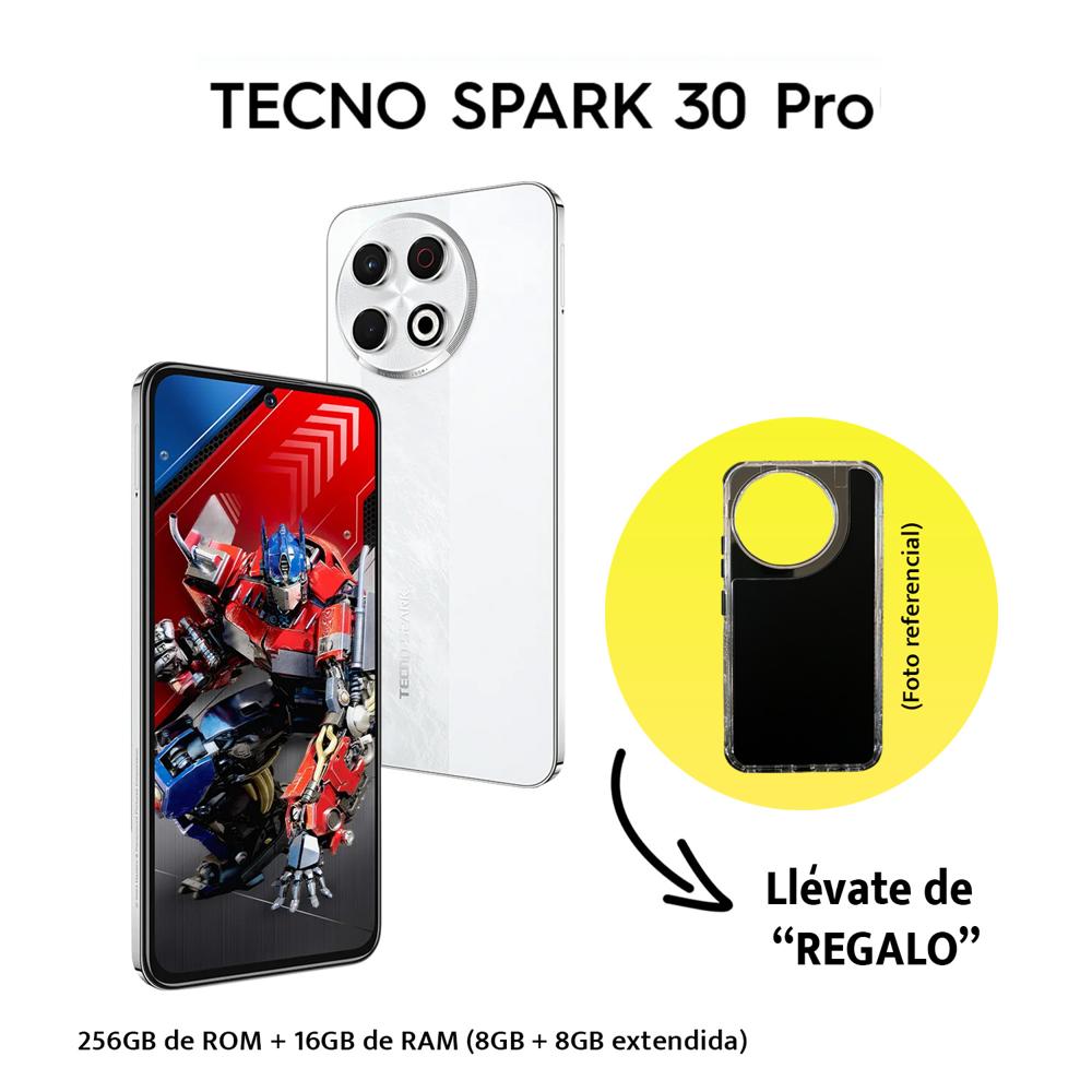 Celular Tecno Spark 30 Pro 8GB RAM 256GB Edición Transformers Color Artic Glow con Case de Regalo