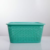Impecable Cajita Organizadora de Ratán Verde Agua con Tapa  Elegante y Funcional