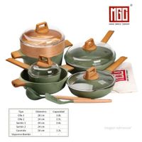 JUEGO DE OLLAS MGC DE 13 PIEZAS ROCA VOLCANICA GREEN