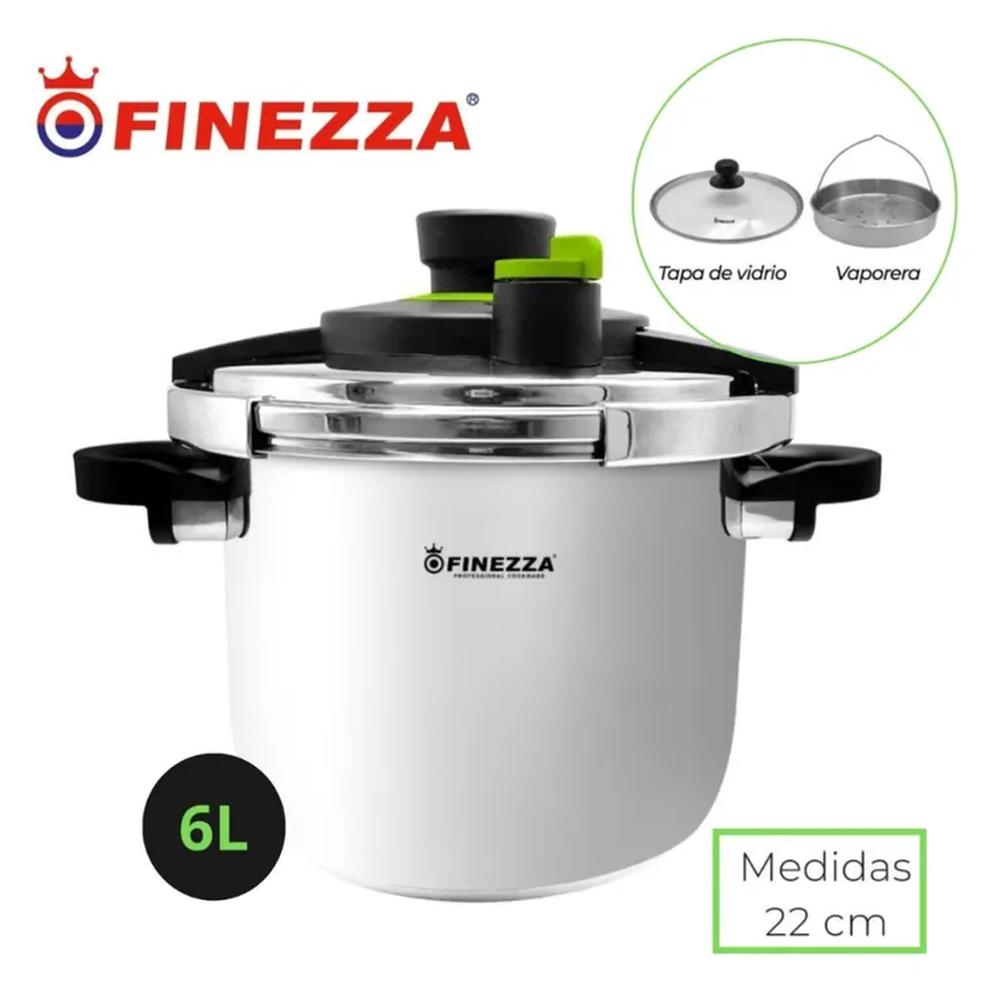 OLLA A PRESIÓN DE 6LITROS FINEZZA EN ACERO INOXIDABLE FZ-856AP