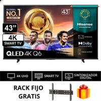 TELEVISOR SMART TV HISENSE QLED  4K ULTRA HD 43 43Q6QV + Rack fijo