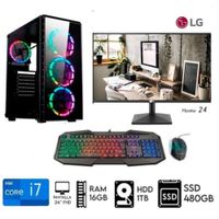 Computadora PC Intel Core i7 3.2Ghz Ram16GB DISCO 1TB  -SSD 480GB -Monitor 24 FHD