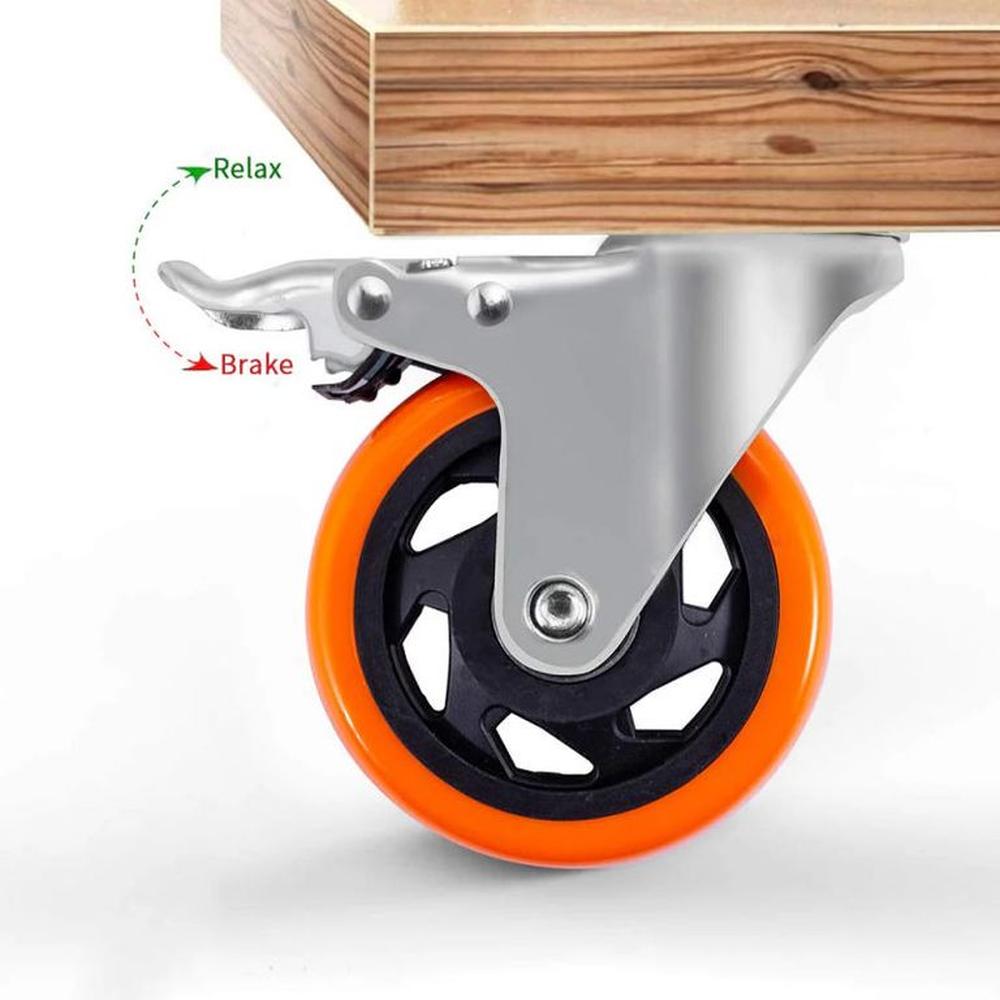 Rodamiento Garrucha giratoria naranja de 4 pulg con freno EDIROF-4PULG