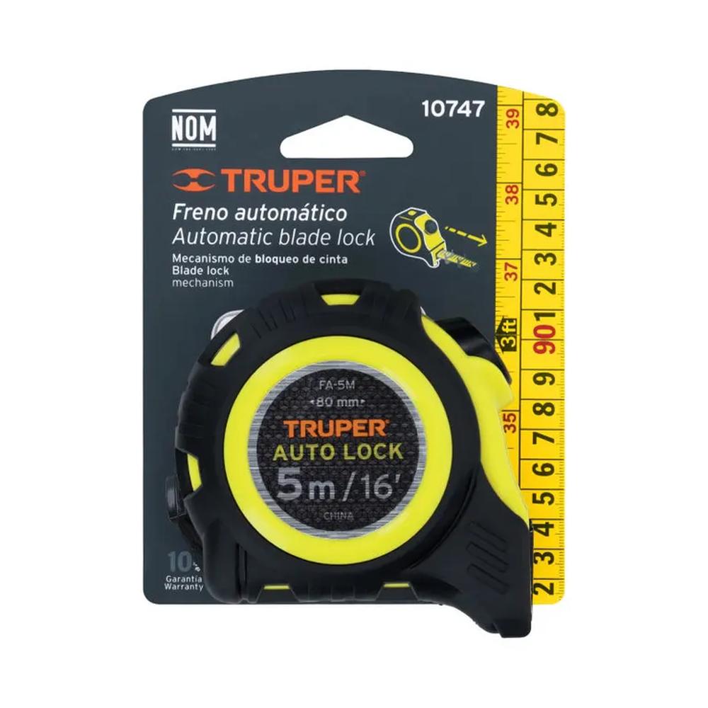 Wincha Auto-Lock contra impactos 5 m cinta 19 mm Truper - 10747